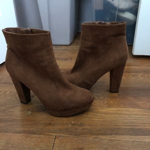 Brown suede heel boots. Women’s size 9 1/2.